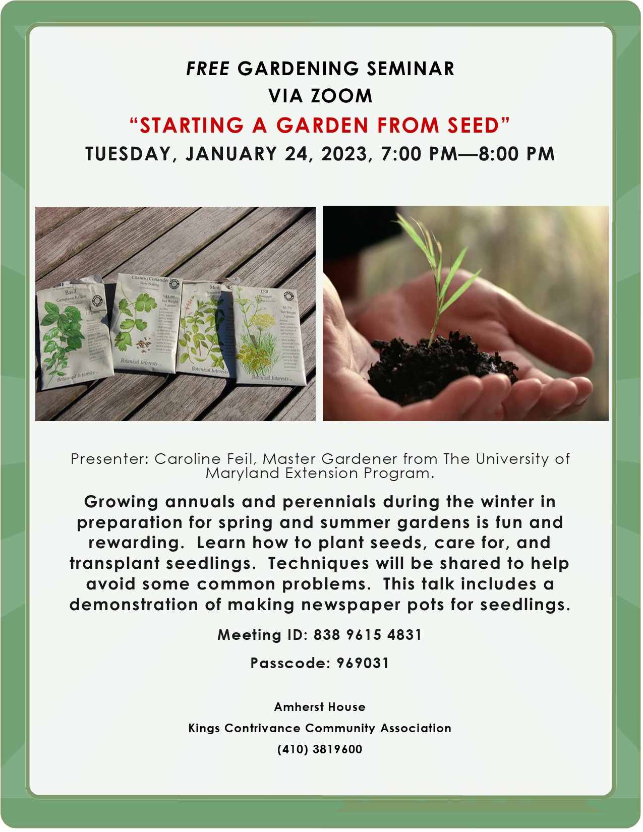gardening seminar Starting a Garden from Seed 2023