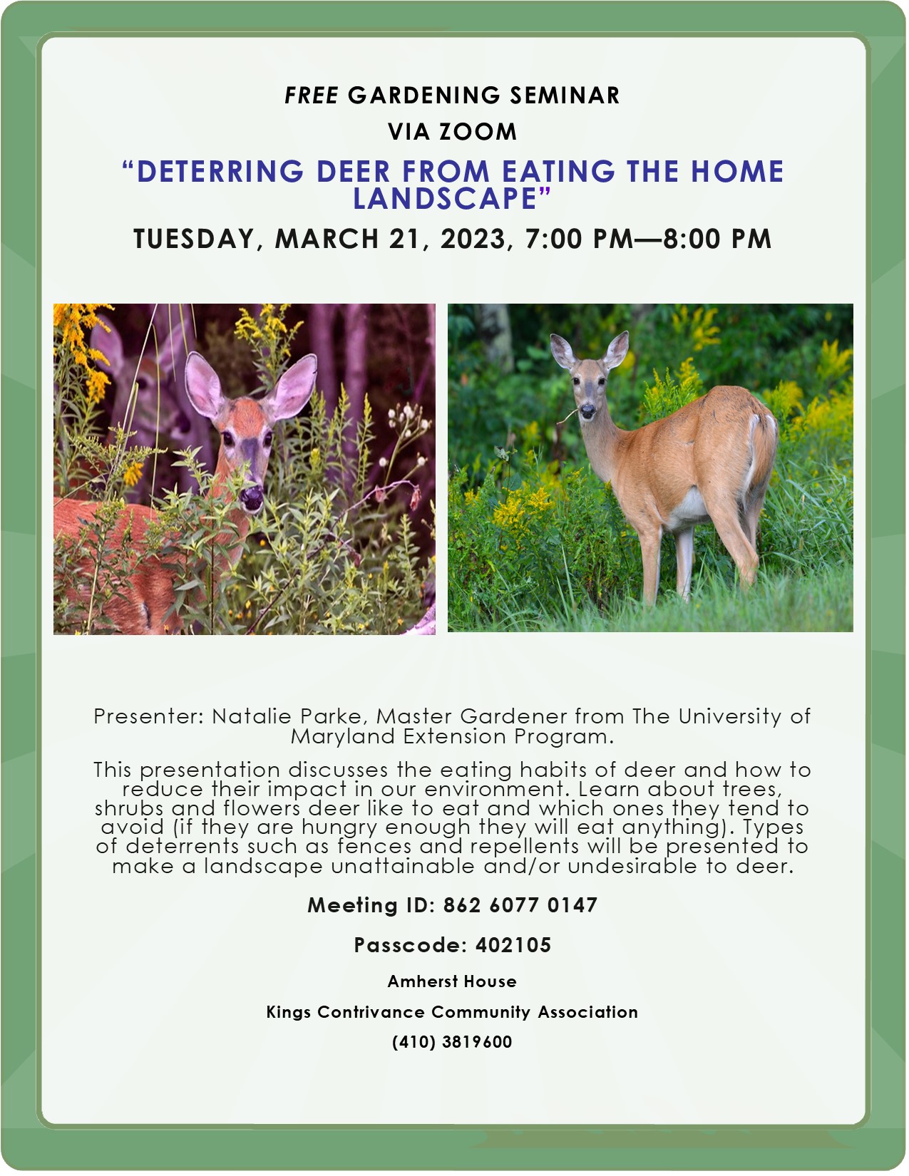 gardening seminar Deterring Deer from Eating the Home Landscape