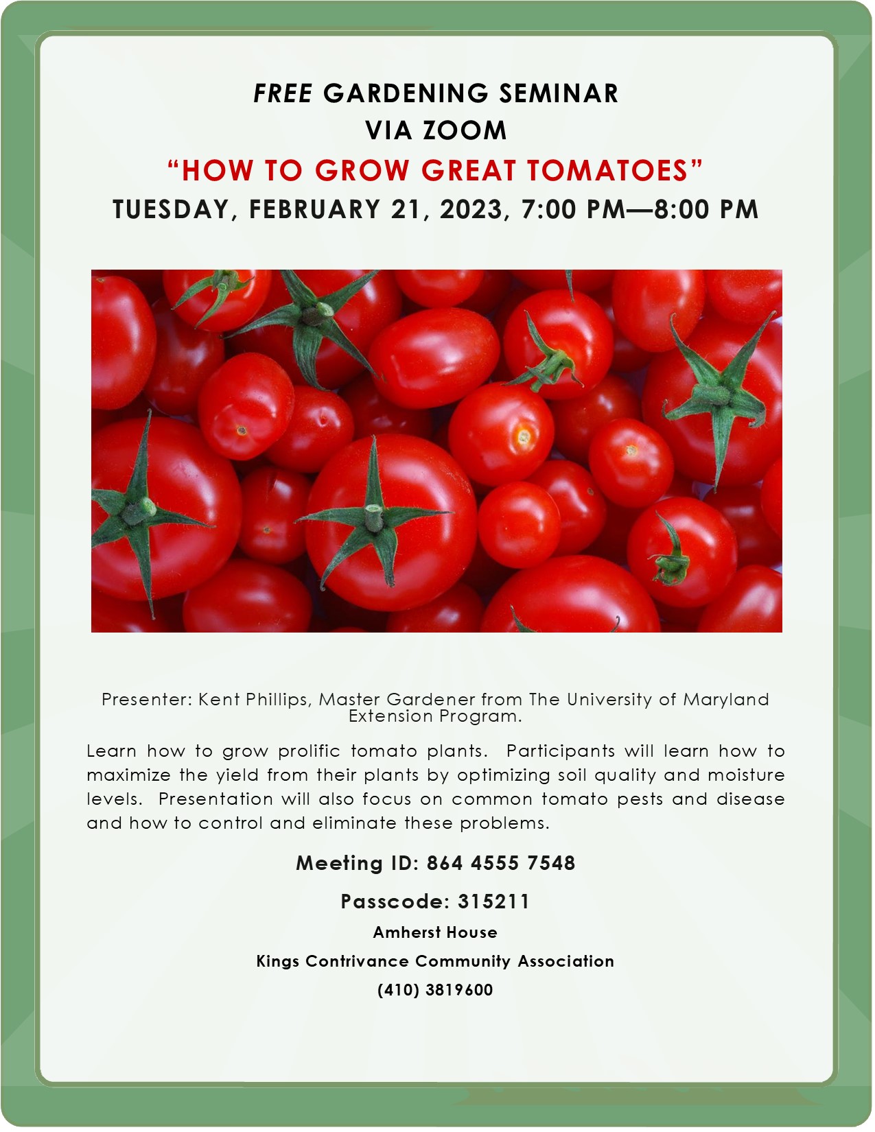 gardening seminar How to Grow Great Tomatoes 2023